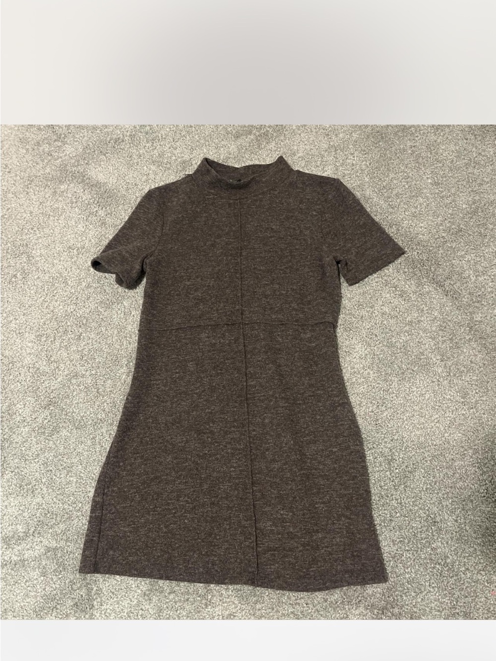 Zara Short-Sleeve Crewneck Sweater Dress in Brown